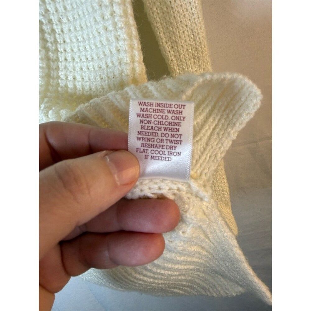 SO Juniors Sweater XS Ivory Waffle Knit Raglan Pullover Crewneck Long sleeve - Picture 7 of 11
